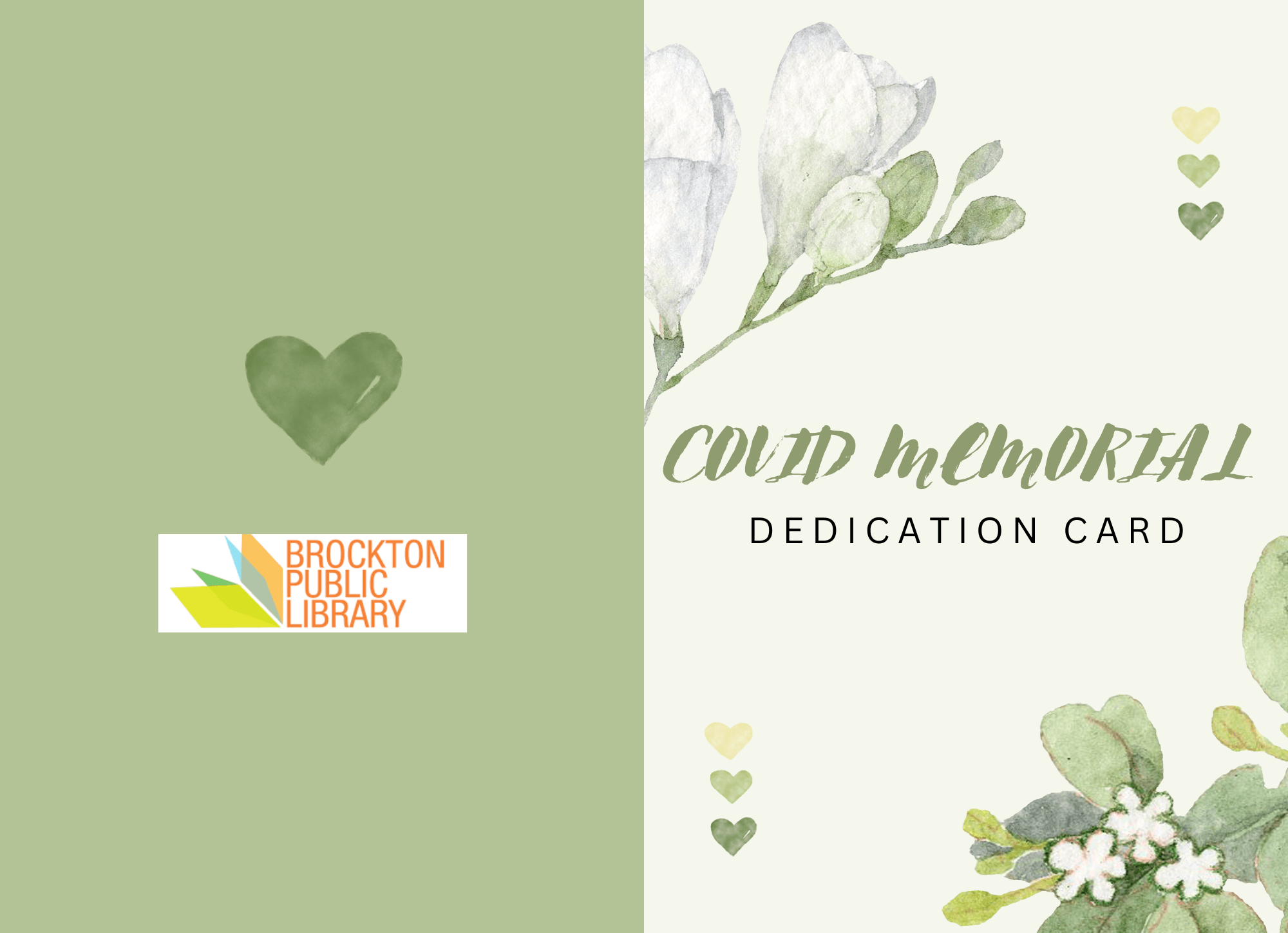 Covid Memorial dedication card