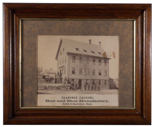 Clarence Calkins, Boot and Shoe Manufactury. North Bridgewater, Mass. Photographer: J Worthing
